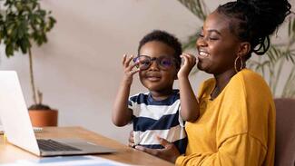 Laptop child and mother