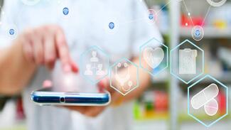 A healthcare worker using advanced technology.
