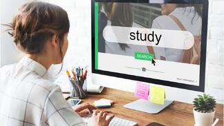 Woman completing online course 