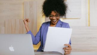 Woman feeling success