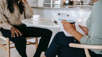 two people having a meeting